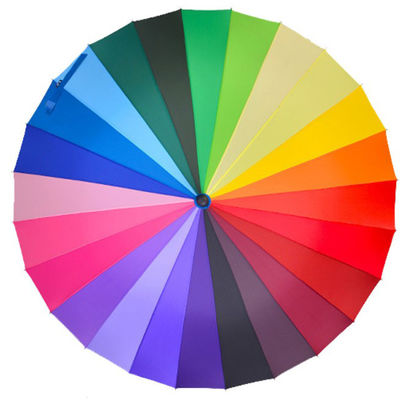 Waterproof 24 Colours Straight Rainbow Umbrella For Outdoor Use
