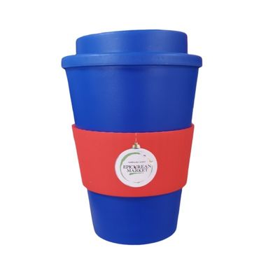 Reusable Plastic Coffee Keep Cups Custom Made Silicone Band BPA Free Promotional Printed