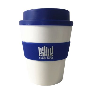 Reusable Plastic Coffee Keep Cups Custom Made Silicone Band BPA Free Promotional Printed
