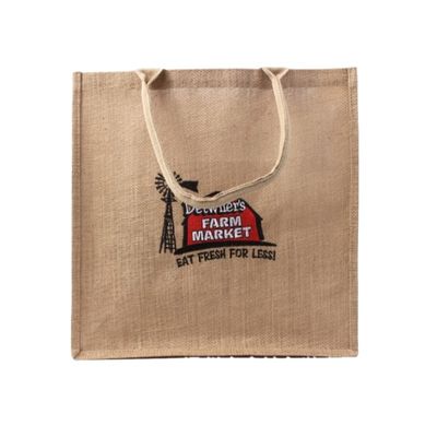 Promotion Reusable Embroidery Natural Jute Bags For Shopping